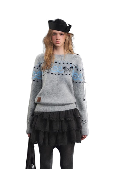 Playful Carousel Jacquard Knit Sweater