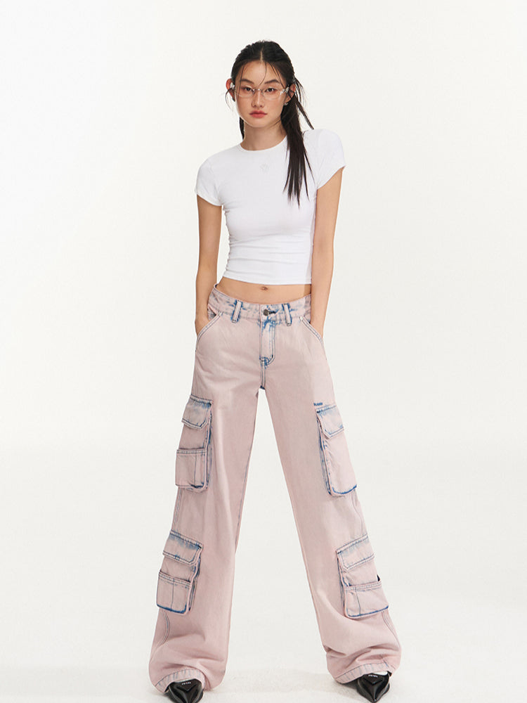 Pink Vintage Washed Cargo Pants