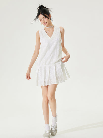 V-neck Tie-up Sleeveless Dress - CHINASQUAD