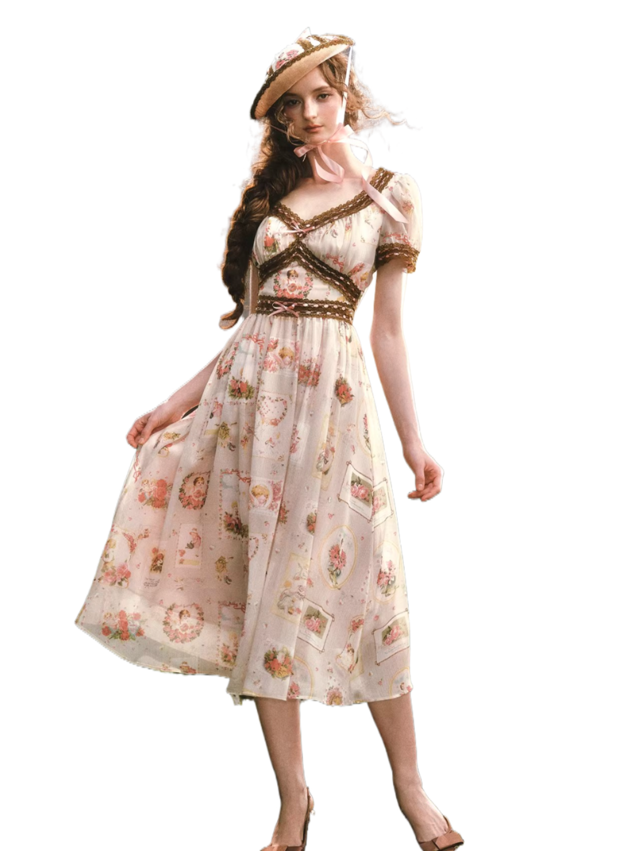 Pastoral Reverie Lace Floral Dress