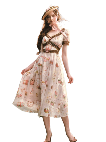 Pastoral Reverie Lace Floral Dress