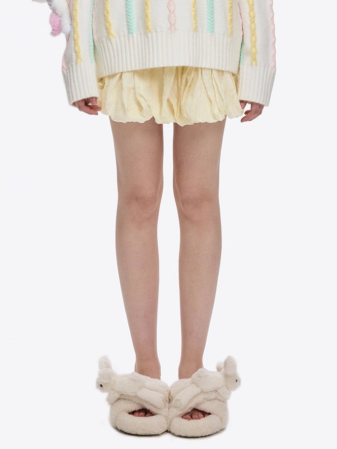 Glow Teddy Cross-Strap Platform Slippers