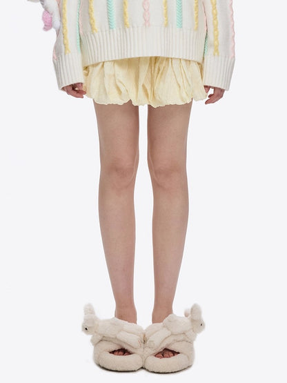 Glow Teddy Cross-Strap Platform Slippers