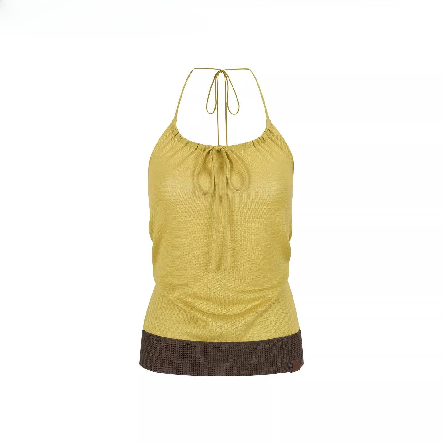 Contrast Trim Halter Knit Camisole