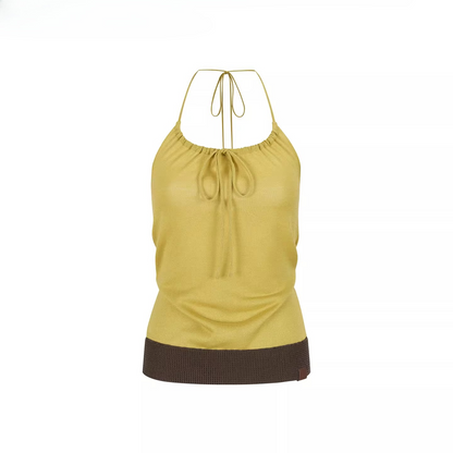Contrast Trim Halter Knit Camisole