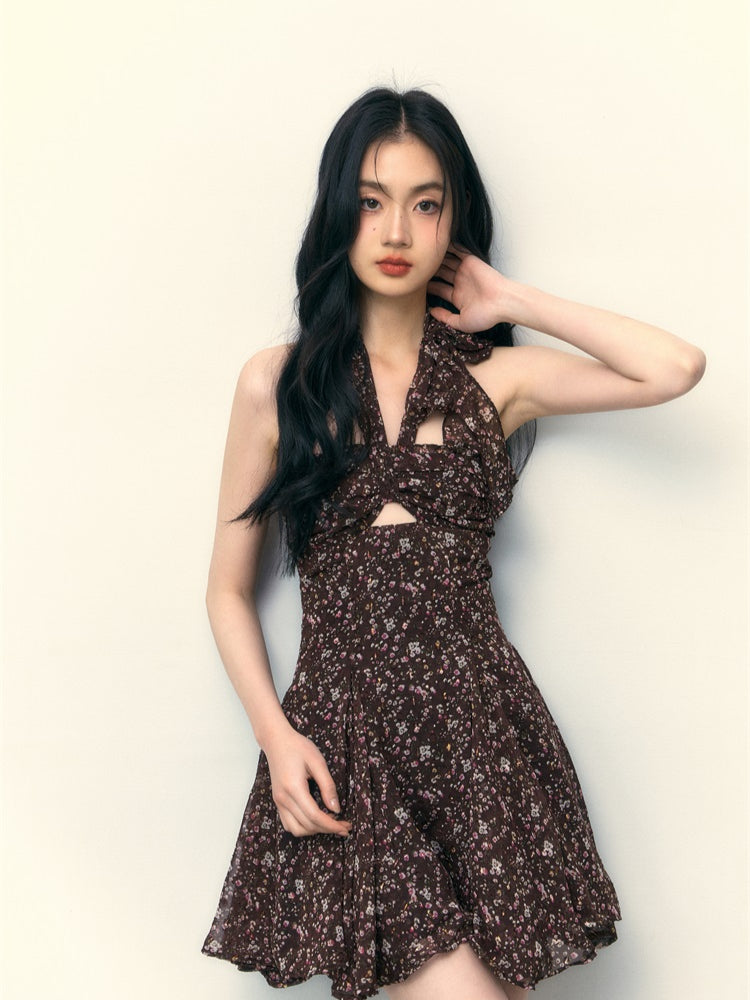 Dark Brown Floral Dress