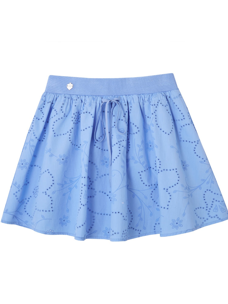 Collar Cut-Out Floral Shirt &amp; Skirt Set