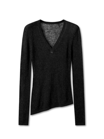 Alpaca Irregular Thin Long-sleeve Blouse - CHINASQUAD