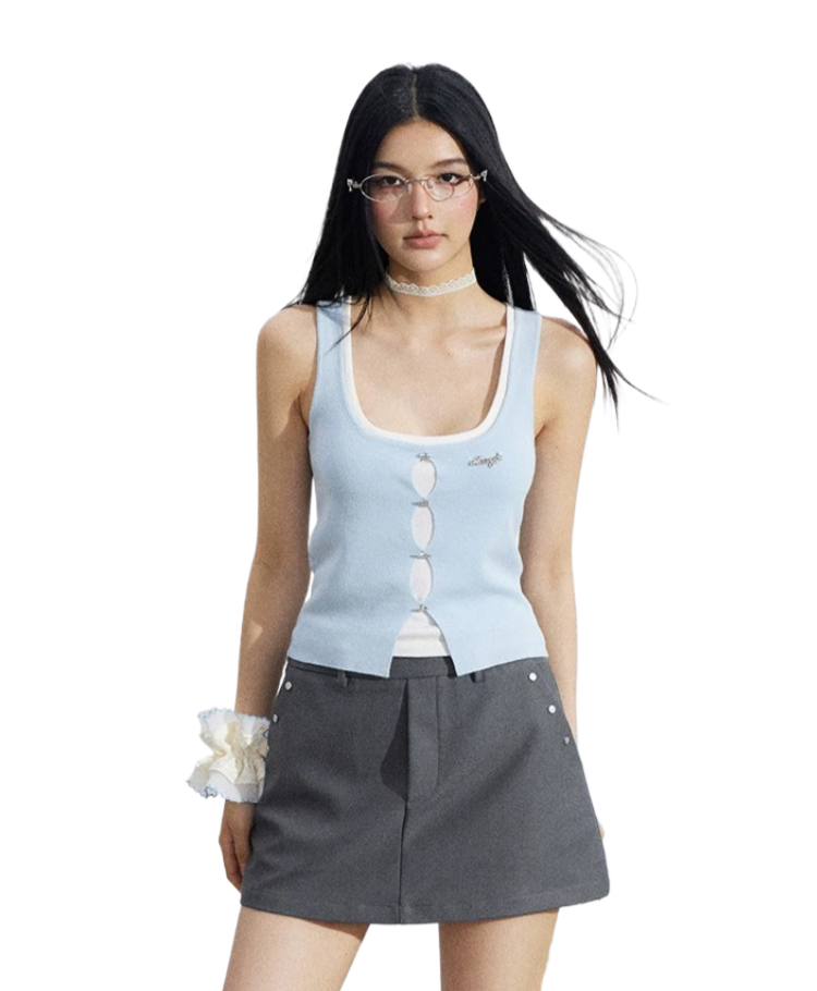 Layered Illusion Knit U-Neck Tank Top