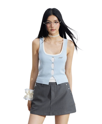 Layered Illusion Knit U-Neck Tank Top