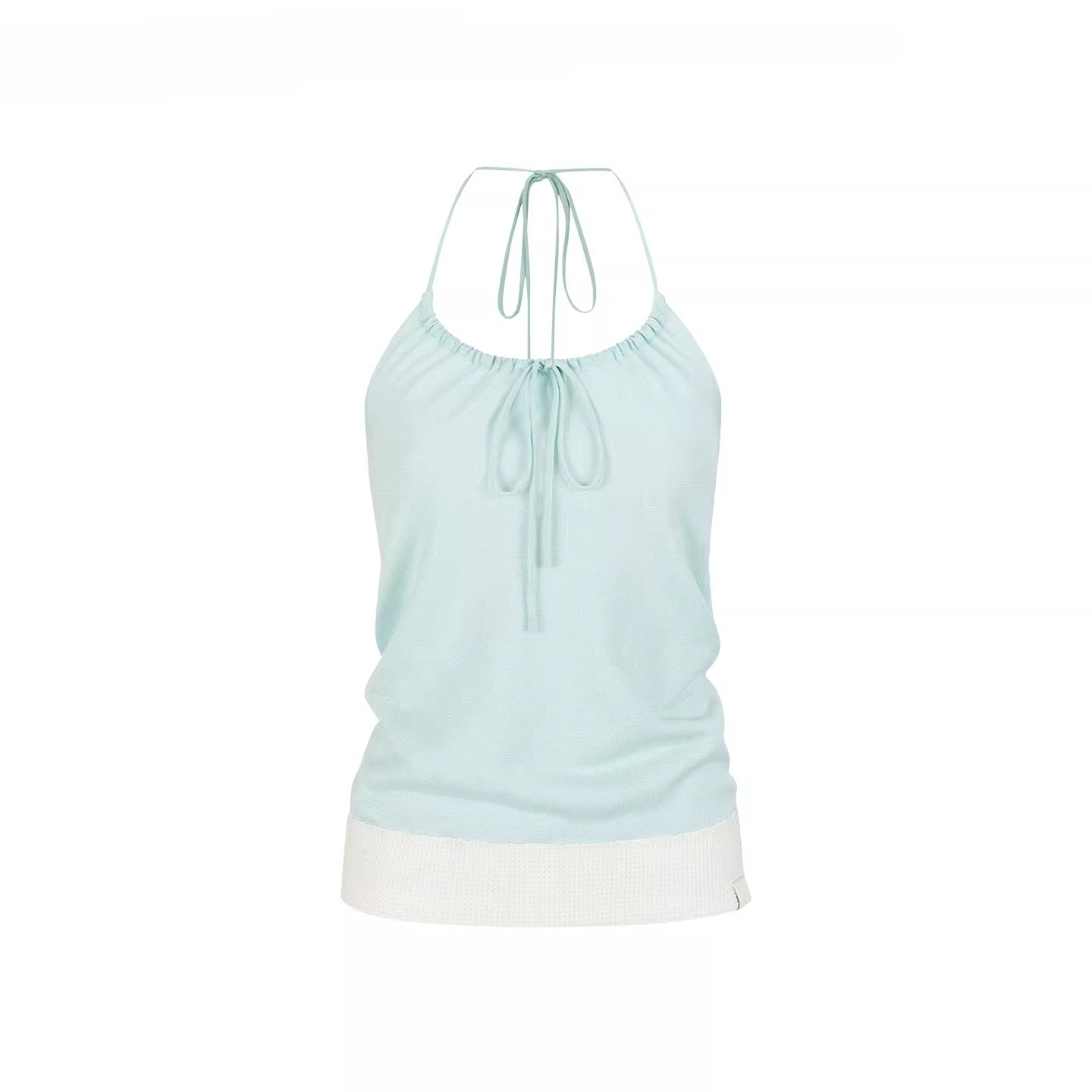 Contrast Trim Halter Knit Camisole