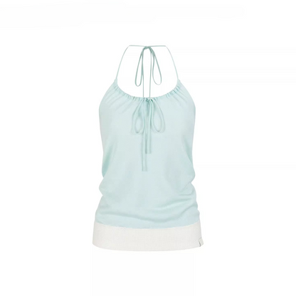Contrast Trim Halter Knit Camisole