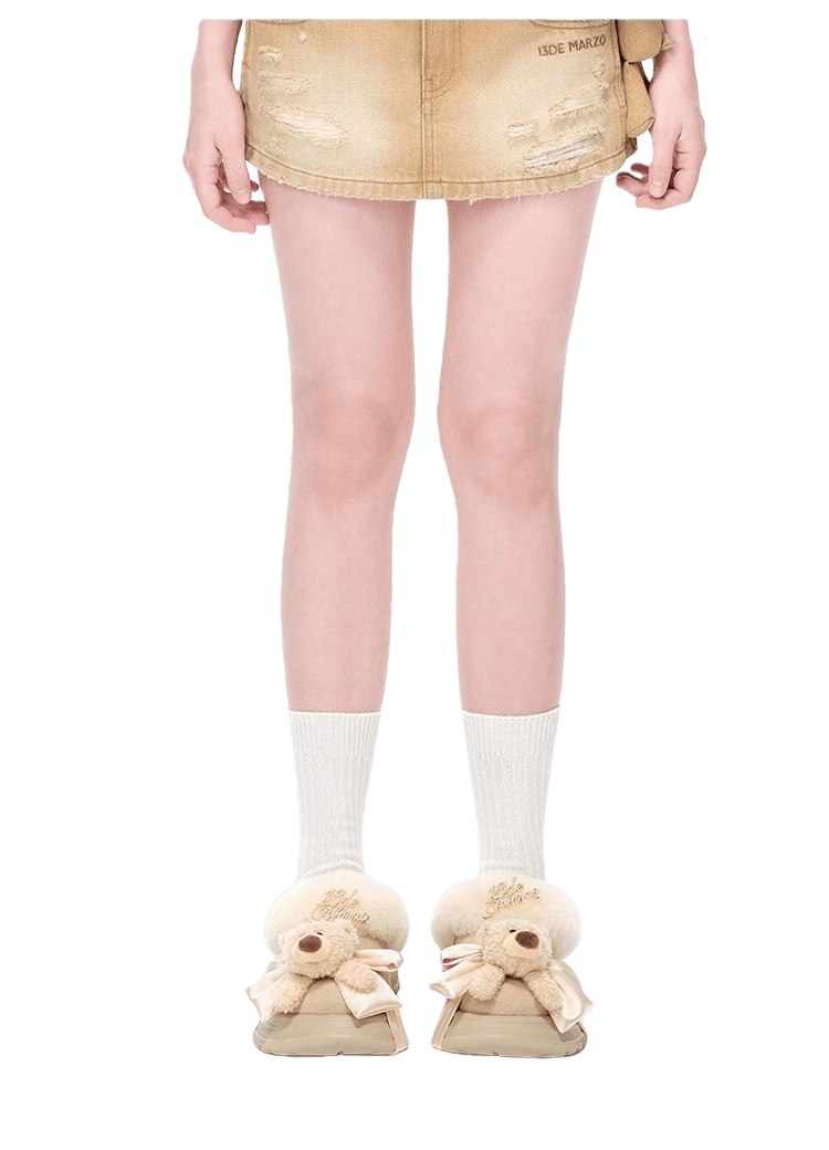 Teddy Plush Platform Winter Mule Slippers