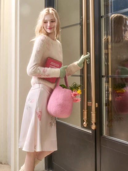 Wool-Blend Knit Top &amp; Skirt Set