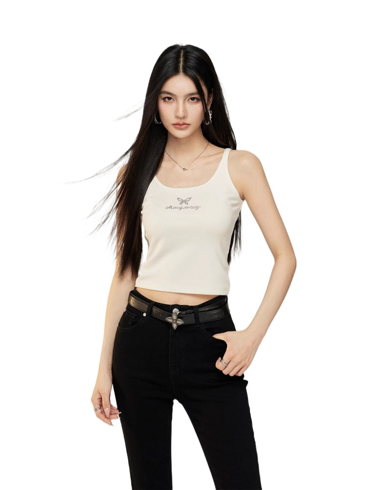 Sparkling Diamond Fine Strap Versatile Tank Top