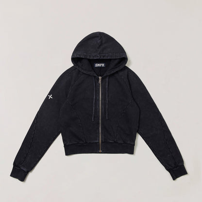 Wild Vintage Zip-up Cropped Hoodie