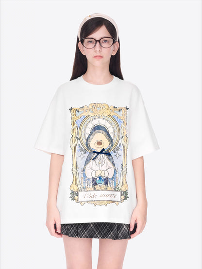 Tarot Bear Graphic Oversized T-Shirt