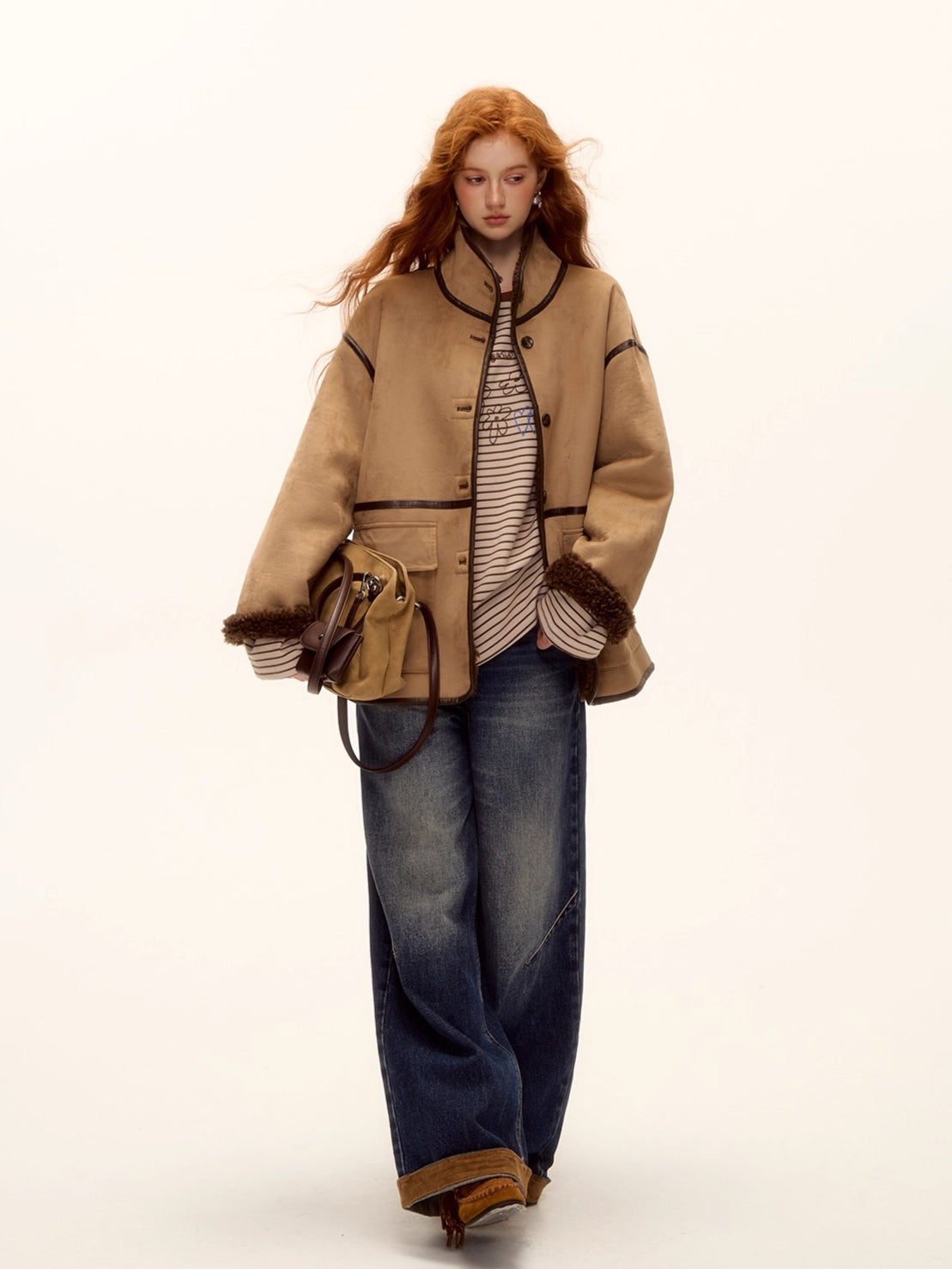 Reversible Faux Suede Shearling Jacket