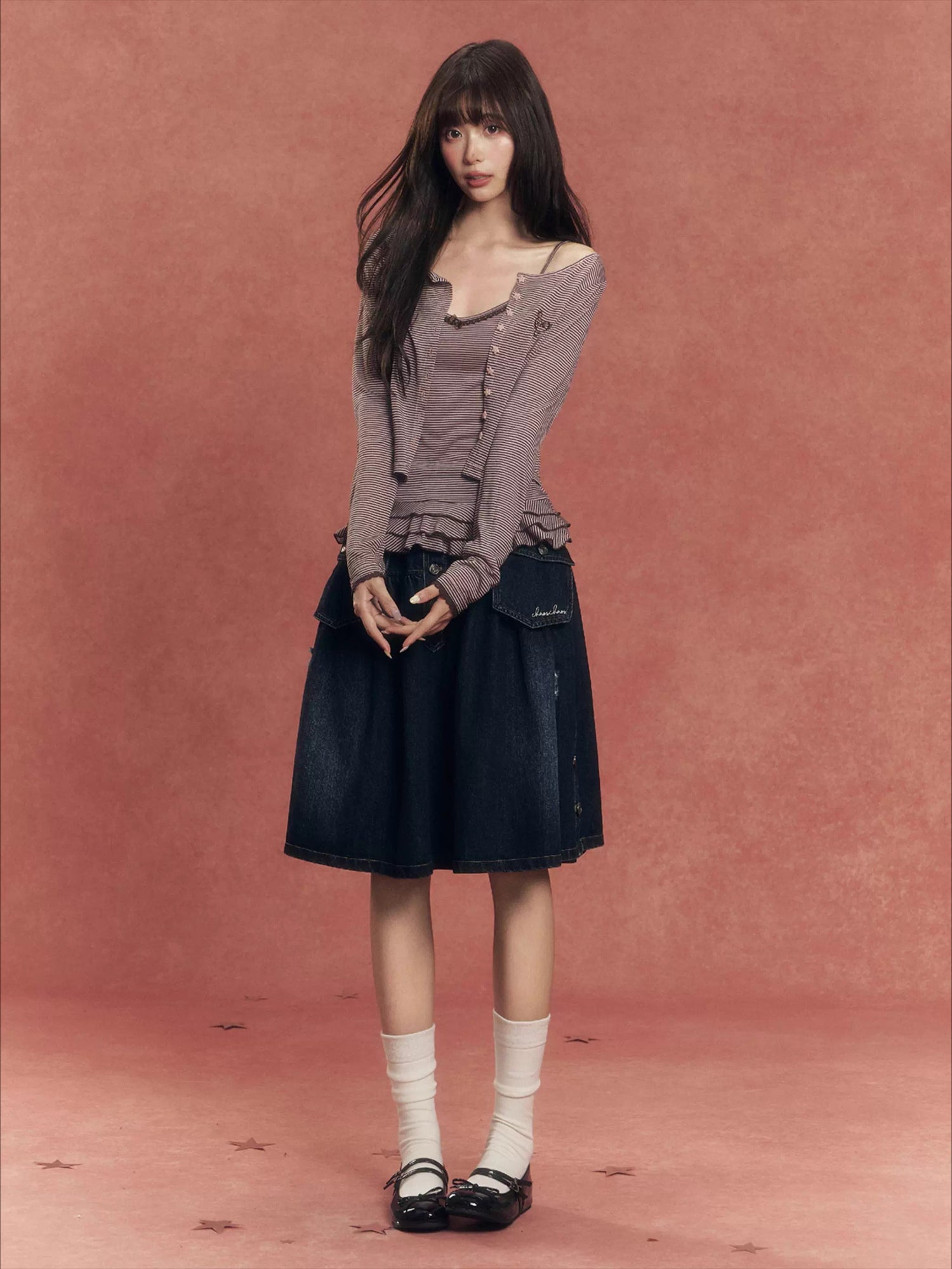 Lyocell Knit Cardigan Lace-Trim Camisole Set