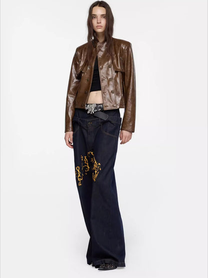 Chinese Punk Faux Leather Jacket