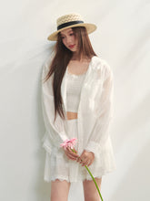 White Lace Panel Hooded Coat & Skirt Set - CHINASQUAD