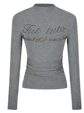 Letter Rhinestone Half-High Collar Base Shirt - CHINASQUAD