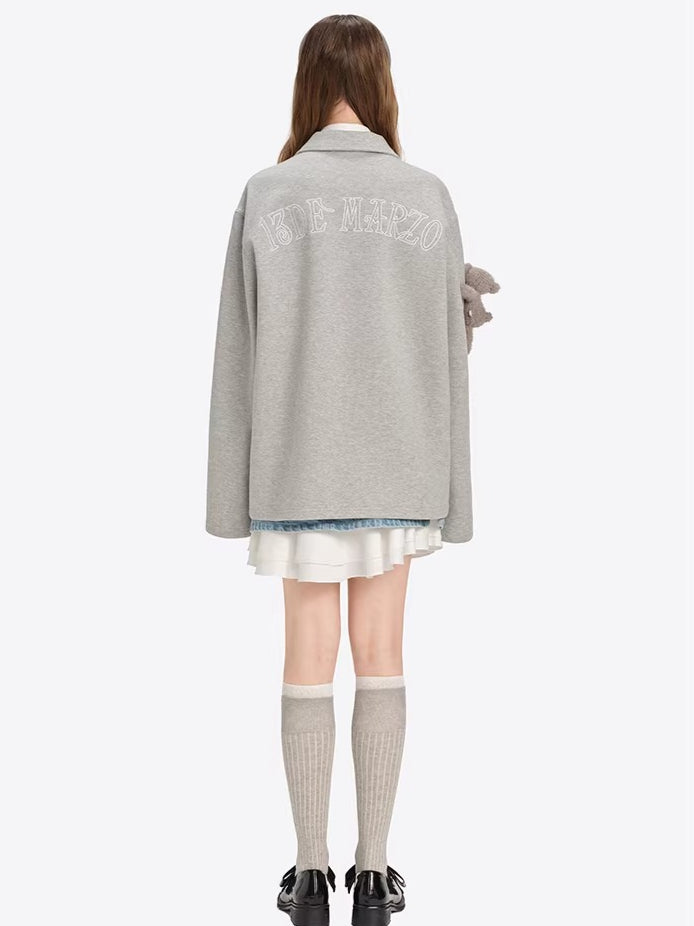 Polo-Collar Long-Sleeve T-Shirt