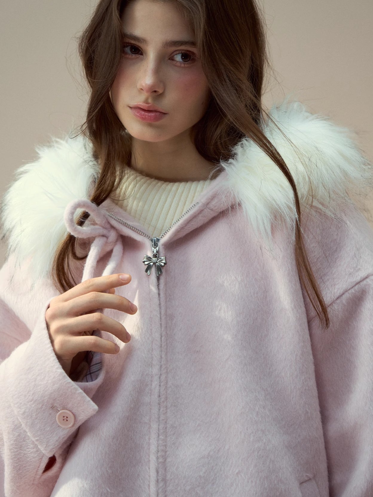 Rose Hooded Wool-Blend Jacket