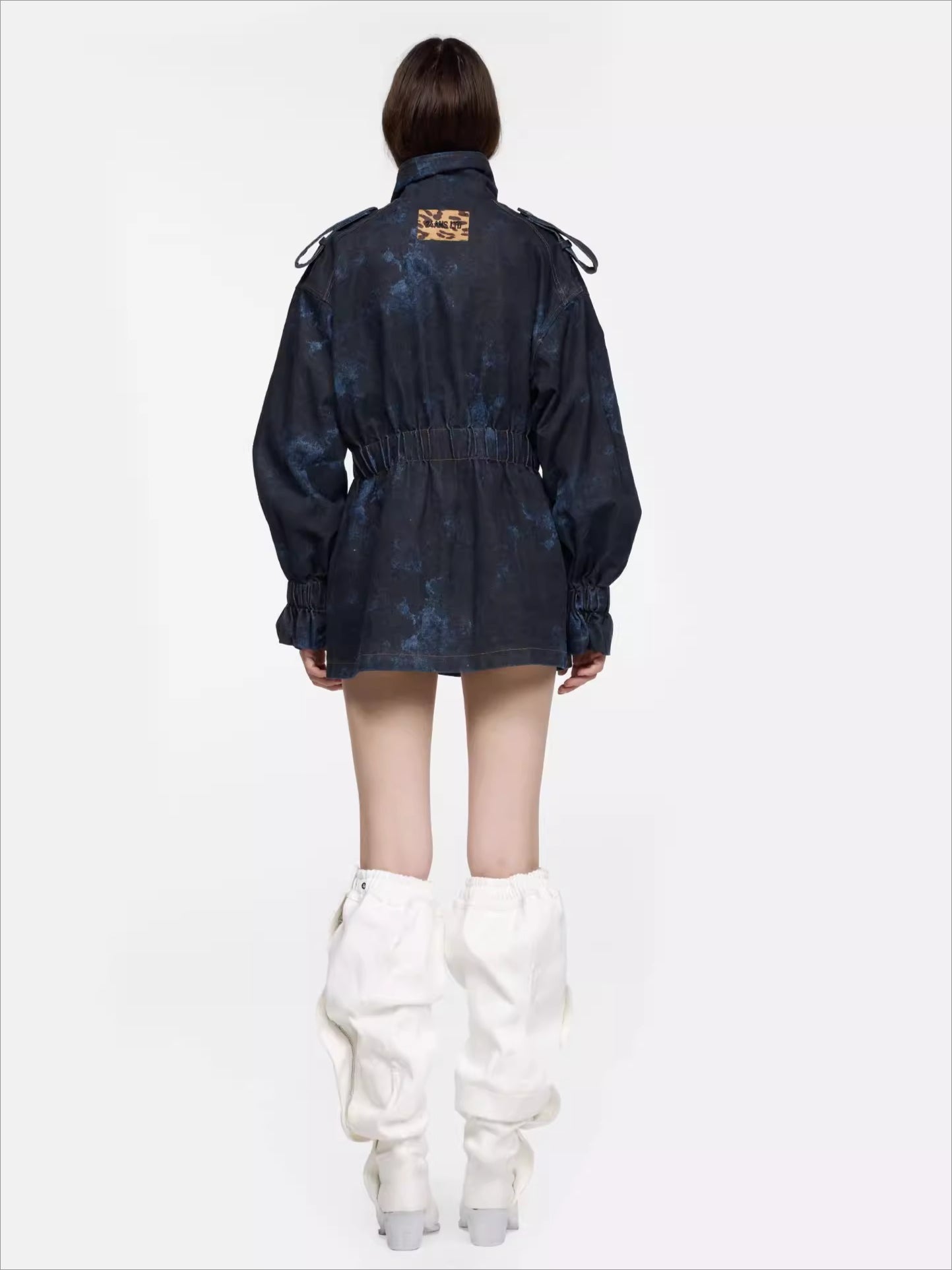 Slimming Slouchy Printed Denim Heeled Boots