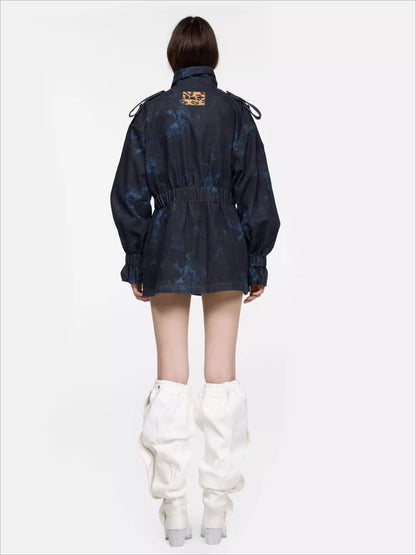 Slimming Slouchy Printed Denim Heeled Boots