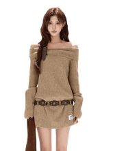 CYNR Off-Shoulder Wool-Blend Sweater Dress – Mini Dresses