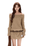 CYNR Off-Shoulder Wool-Blend Sweater Dress – Mini Dresses