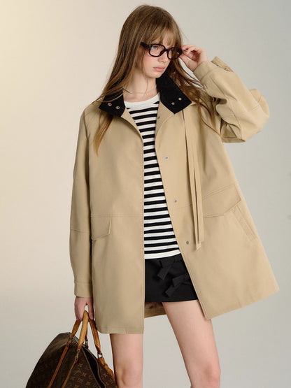 Detachable Butterfly Knot Trench Coat