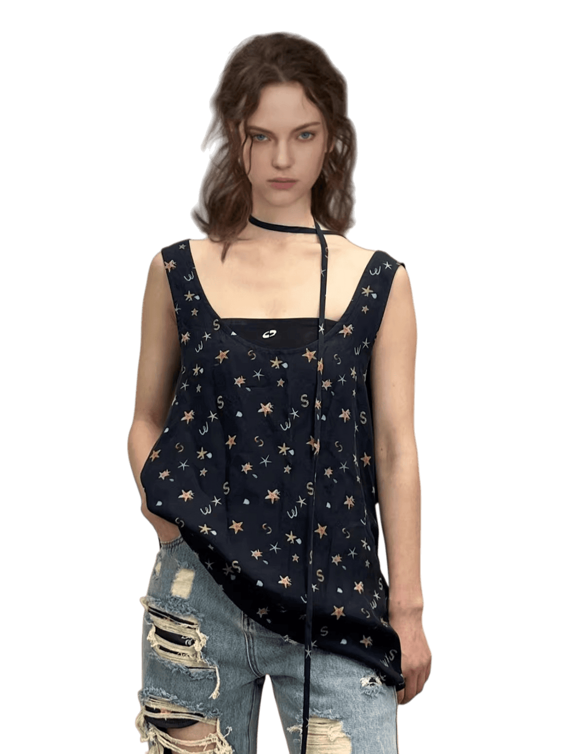 Relaxed Sleeveless Mid-Length Tank Top