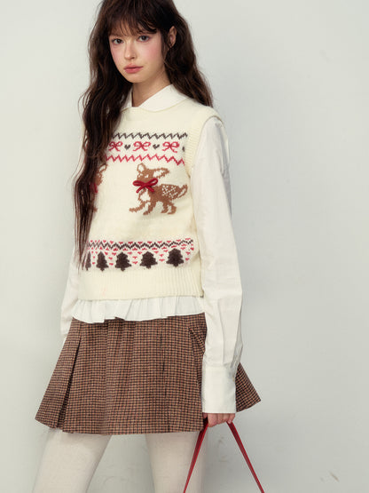 Fair Isle Deer Knit Tank Top