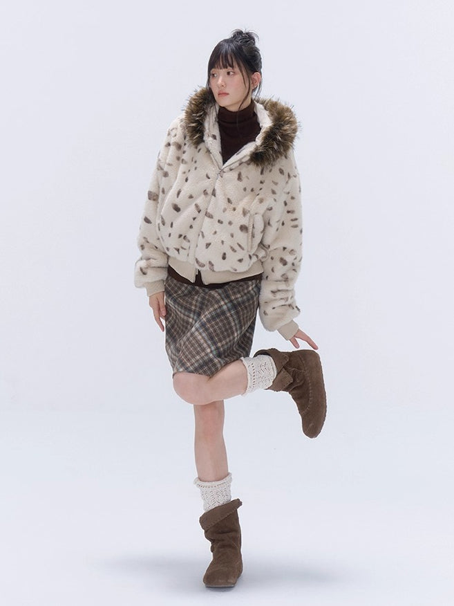 Vintage Plaid Wool-Blend Slim Midi Skirt