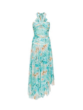 Evelyn Floral Ribbon Neckline Hollow-out Dress - CHINASQUAD