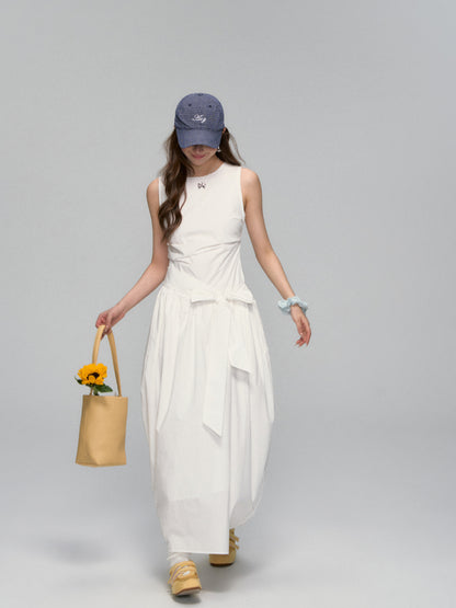 Sleeveless Tie-Waist A-Line Sundress - CHINASQUAD
