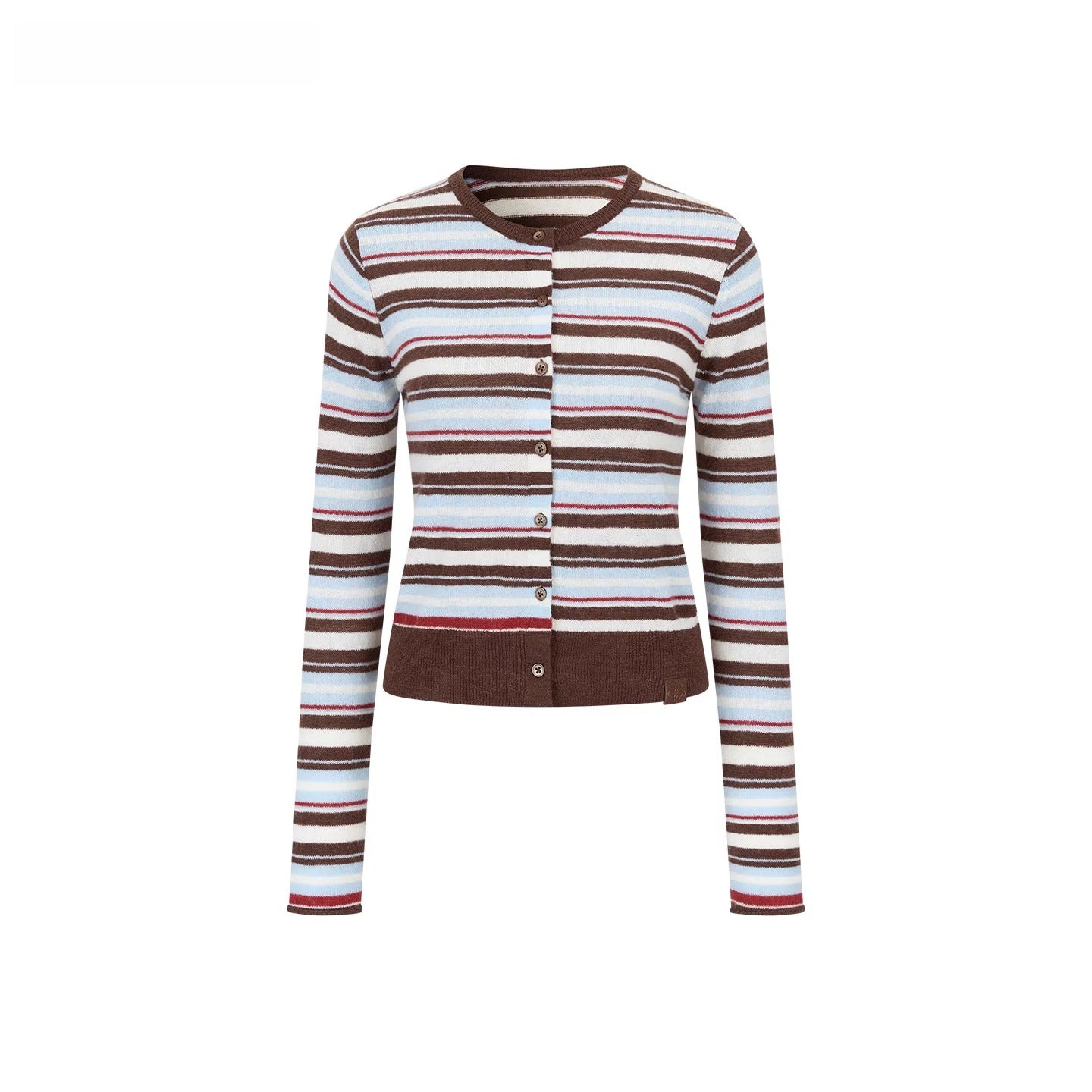 Contrast Striped Wool-Blend Knit Cardigan