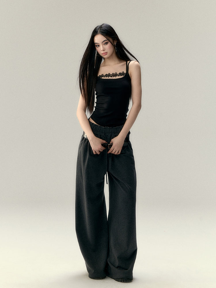 Soft Cotton Pleated Wide-Leg Pants