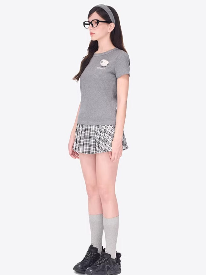 Bear Motif Fitted Cotton Tee