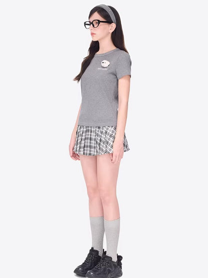 Bear Motif Fitted Cotton Tee