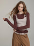 VIA PITTI Fake Two-Piece Lace Trimmed Blouse – view 7