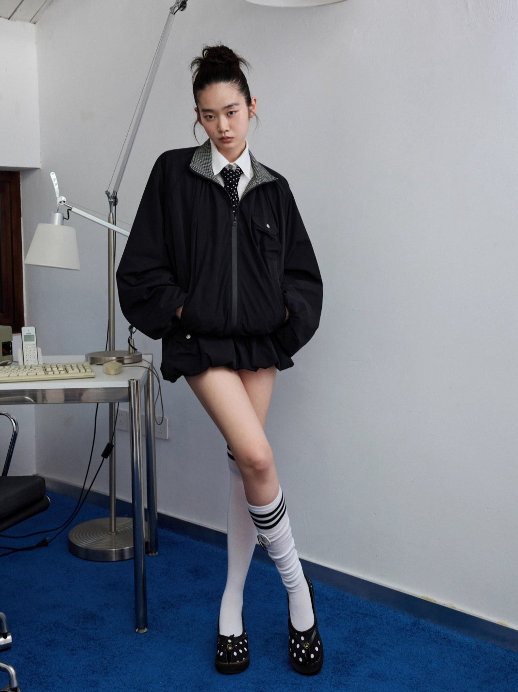 Check Panel Windbreaker Jackets &amp; Skirt Set - CHINASQUAD