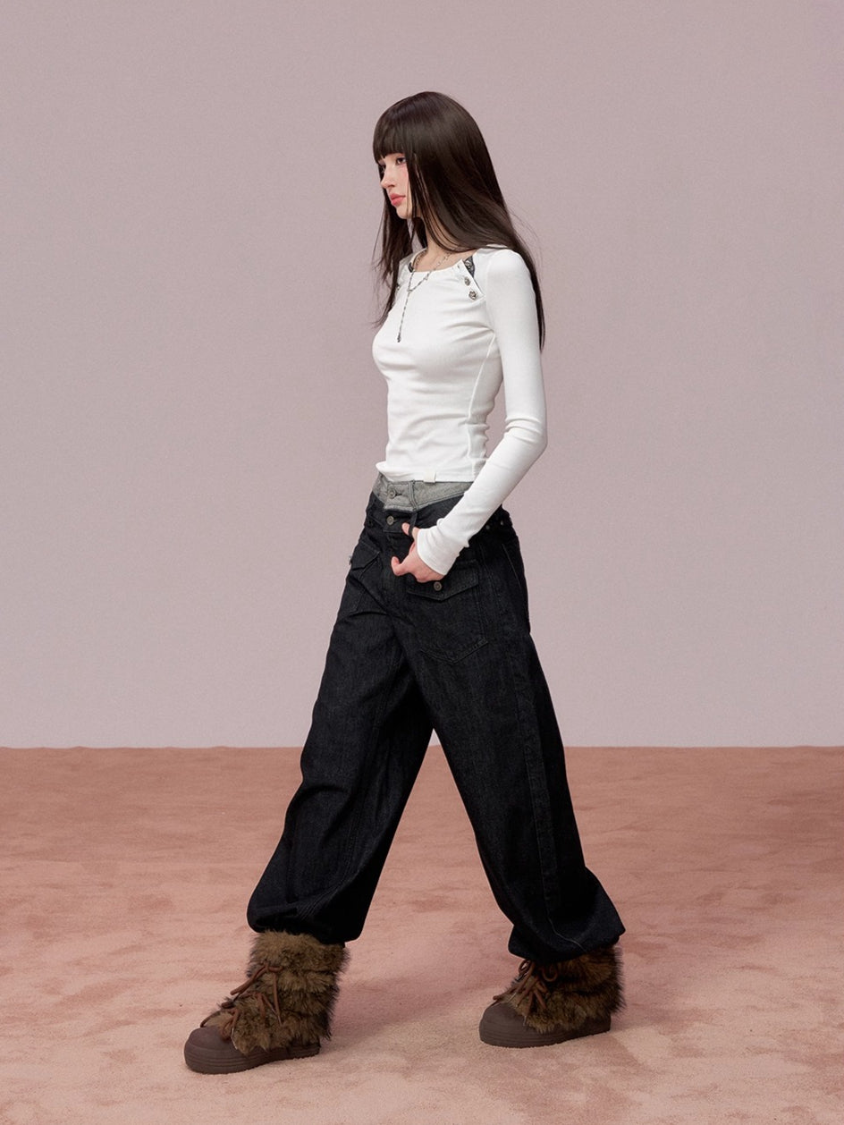 Embellished Fitted Long-Sleeve T-Shirt