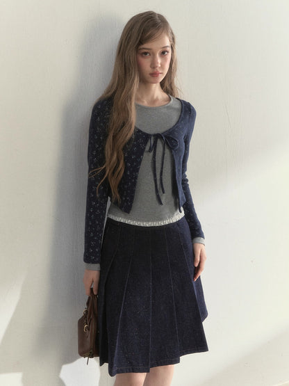 Striped &amp; Floral Design Layered Contrast Blouse