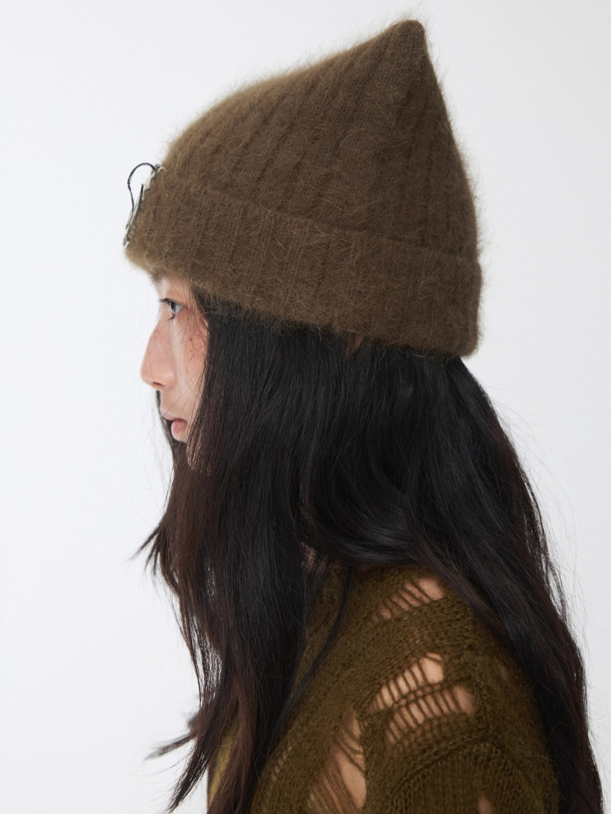 Hand-Stitched Cat-Ear Angora Knit Beanie