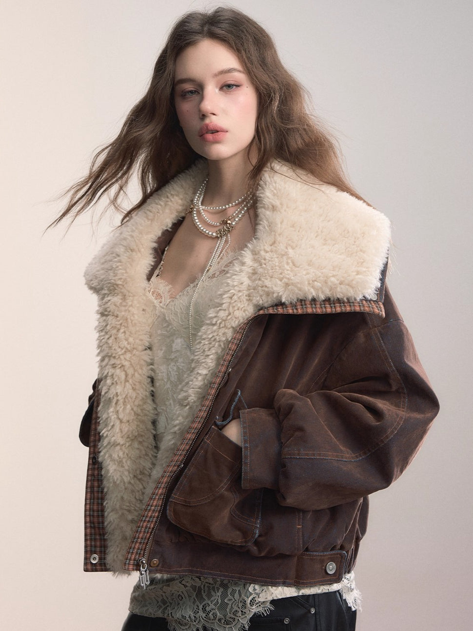 Velvet Fusion Oversized Faux Fur Down Jacket
