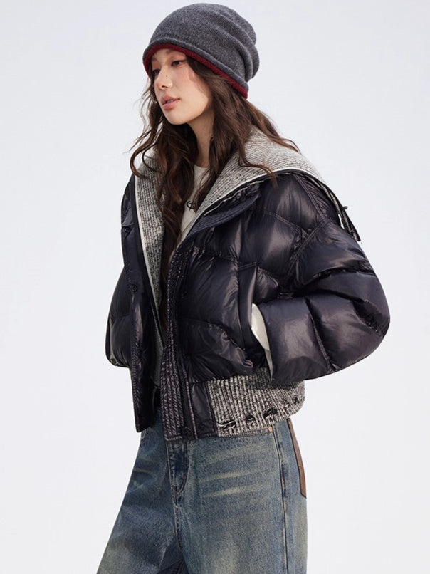 Reversible Knit Lapel Down Jacket