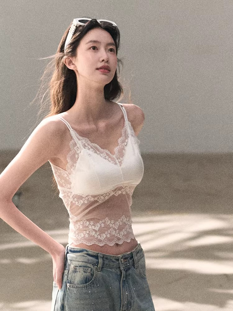 French Satin Lace Backless Camisole